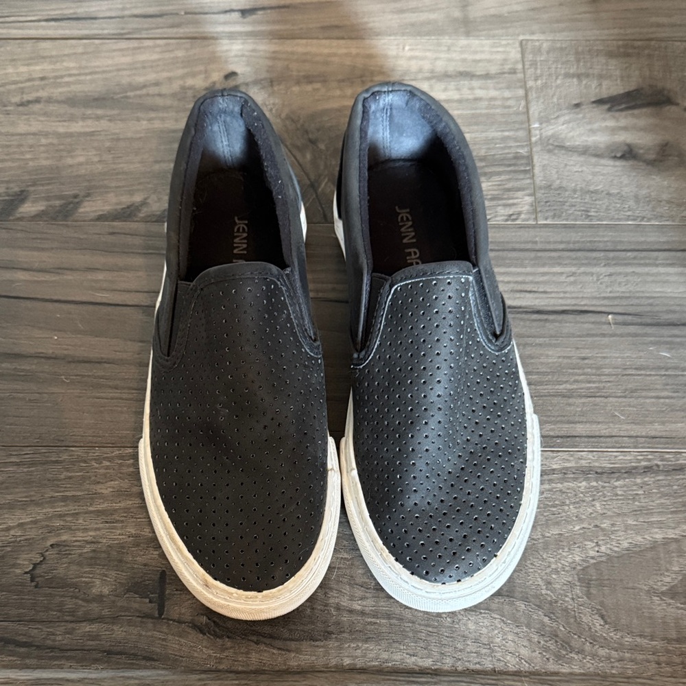 Jenn Ardor Black Perforated Slip-On Sneakers